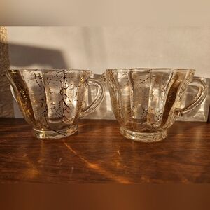 Federal Glass Sugar and Creamer Set Gold Splash